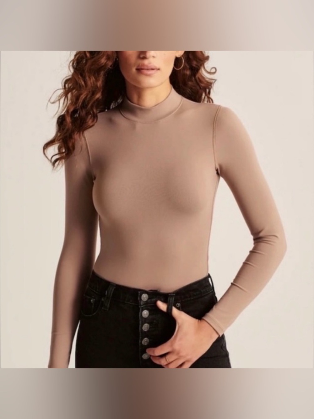 Abercrombie & Fitch Long Sleeve Seamless Fabric Mockneck Bodysuit
